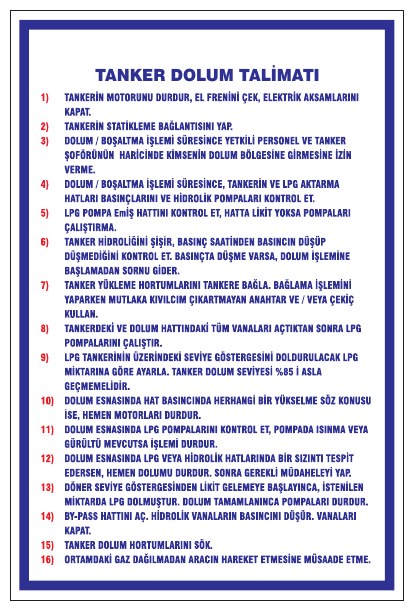 TANKER DOLUM TALİMATI